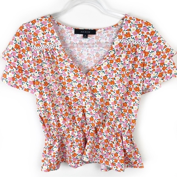 ava rose Tops - Ava Rose Floral Spring flowers layered sleeve blouse size: M